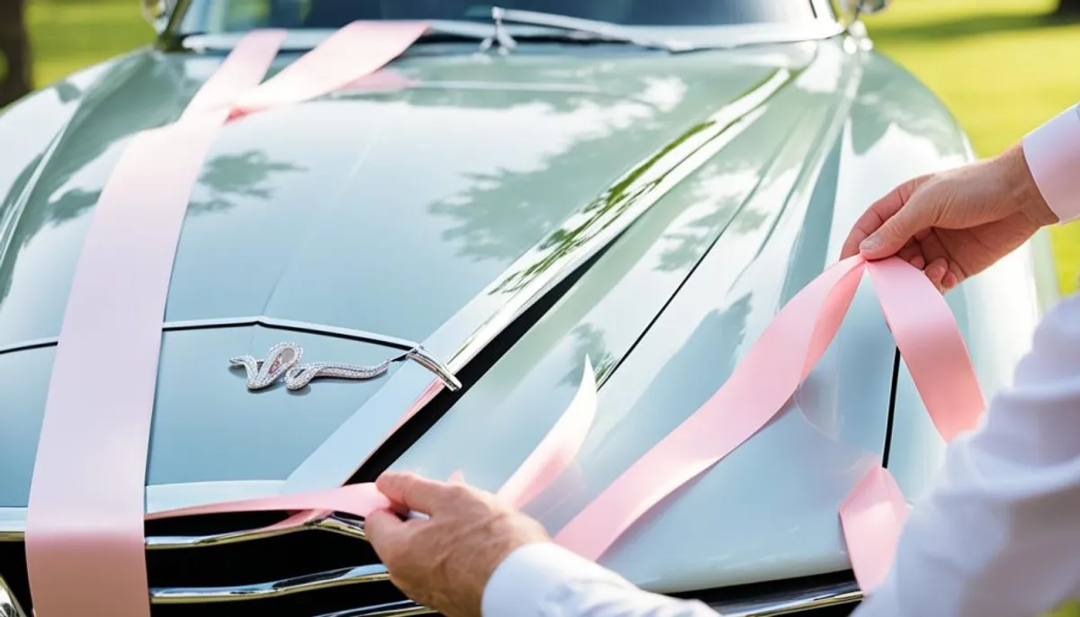 classic v-shape wedding car ribbon